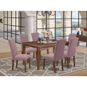 particle board or veneer top fabricated. A regal and affordable Parson chair offers a touch of beauty to any dining room and provides a sensible seating arrangements. The upholstered dining chair features a beautiful stitched exterior. Tall back