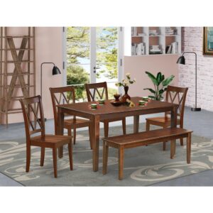 this is one kitchen dinette table that will just set your dining area apart. The center rectangular table is best for 4-8 people to sit and enjoy their meal. It’s created from prime quality rubber wood known as Asian Hardwood. This wonderful kitchen table makes a really good addition for all kitchen space and corresponds all sorts of dining-room concepts. Slender Double X back kitchen chairs finished in classy Mahogany color with wood seats present stylish and cozy seating. Made up of hardwood