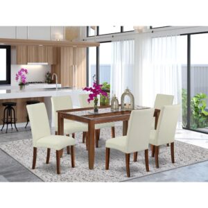 this is one kitchen dinette table that will just set your dining area apart. The center rectangular table is best for 4-6 people to sit and enjoy their meal. The wooden table is created from prime quality rubber wood known as Asian Hardwood. No heat treated pressured wood like MDF