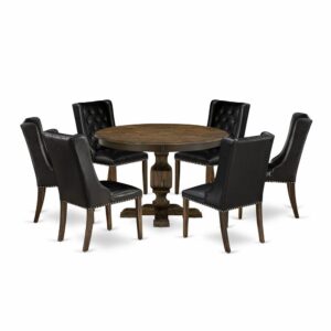 This Dining Set  Offers 6 Mid Century Dining Chairs And A Modern Dining Table To Boost The Beauty Of Any Kitchen Area Or Dining Area. This Dining Table Is Provided In An Elegant Distressed Jacobean Finish. In Addition