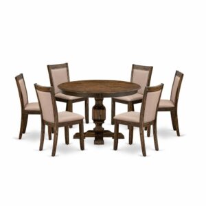 This Mid Century Modern Dining Set  Provides 6 Mid Century Dining Chairs And A Mid Century Dining Table To Boost The Beauty Of Any Kitchen Area Or Dining Area. This Wood Table Is Provided In A Gorgeous Distressed Jacobean Finish. In Addition