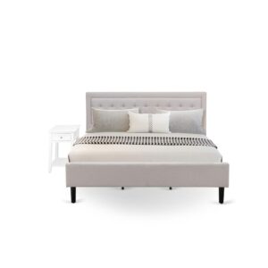 This upholstered bed set is great to provide a stunning appeal to any area. It is time to give your bedroom a major style upgrade with this upholstered queen bed frame. We are offering a 3 piece bed set for the master bedroom that contains 1 queen wood bed frame with a headboard and 2 eye-catching night stands. This Mist Beige linen fabric platform queen size bed frame enhances the appeal of any bedroom to an opulent level. Our unique creation wooden set for bedroom will surely feel comfortable when sitting on this platform bed and its plywood slats are excellent to provide ample support as well as the sturdy equidistant slats enhance durability and increase the life. Everything that you need for assembly is efficiently packed no further tools are needed for this bedroom set
