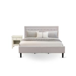 This upholstered wingback bed set is good to offer a stunning appeal to any bedroom. It is time to give your master bedroom a major style update with this upholstered queen wood bed frame. We are providing a 3 piece queen bedroom set for bedroom that contains 1 queen size frame with a headboard and 2 eye-catching mid century modern nightstands. This Mist Beige linen fabric platform upholstered bed elevates the appeal of any bedroom to a deluxe level. Our exclusive creation queen bed set furniture will surely feel comfortable when sitting on this upholstered bed and its plywood slats are good to offer ample support as well as the sturdy equidistant slats enhance durability and extend the life. Everything you need for assembly is effectively packed no further instruments are needed for this bedroom set