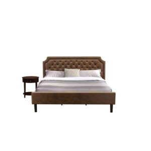 Our attractive faux leather cushioned padding king size bed can make any room lavish and relaxed to sleep in. We are offering a 2 pc king size bed set including 1 bed frame with a headboard and 1 eye-catching nightstand. This king size bed is ideal for conventional bedrooms and a distinctive twist to any modern environment. Our bed set has 1 mid century modern nightstand with classic styling. This end table has two USB ports and 02 outlets so that you can charge up to 02 mobile devices at the same time or plug in your computer for the ultimate technical convenience. No more bending down to find the socket on the floor. Strong solid wood slats offer better support and less sagging for both inner-spring and foam mattresses. Our bedroom set is simple to clean along with a damped fabric because of its smooth finish. This mid century bed can be simply assembled with the provided step-by-step assembly instruction and hardware pack.