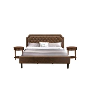 Our gorgeous faux leather cushioned padding king bedframe will make any bedroom luxurious and comfortable to rest in. We are offering a 3-piece bed set that contains 1 upholstered bed with a headboard and 2 appealing bedroom nightstands. This king frame is perfect for classic bedrooms and a distinctive twist to any modern setting. Our king size bedroom set has 2 nightstands with traditional styling. Durable wooden slats allow better support and less sagging for both inner-spring and foam mattresses. Our bedroom set is easy to clean with a damped cloth because of its smooth finish. This modern bed can be simply assembled with the provided step-by-step assembly instruction and components pack.