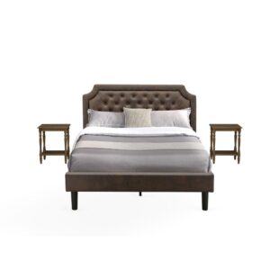 The gorgeous faux leather cushioned padding modern bed will make any bedroom lavish and comfortable to rest in. We are offering a 3-piece queen bedroom set which contains 1 Queen Size Wooden Bed Frame with a headboard as well as 2 eye-catching wood nightstands. This queen wood bed frame is great for traditional bedrooms and a unique twist to any modern setting. Our bedroom furniture set has end tables with traditional styling. Durable solid wood slats offer better support and less sagging for both inner-spring and foam mattresses. Our queen bedroom set is simple to clean along with a damped fabric because of its smooth finish. This button tufted bed can be simply assembled with the provided step-by-step assembly instruction and equipment pack.