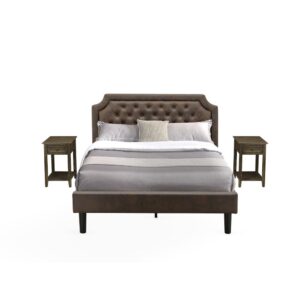 The stunning faux leather cushioned padding queen size frame will make any bedroom luxurious and comfortable to rest in. We are offering a 3 pc bed set that contains 1 button tufted bed with a headboard and 2 attractive wood nightstands. This platform bed frame is ideal for conventional bedrooms as well as a distinctive twist to any contemporary environment. Our bedroom set has 2 mid century nightstand with a classic appearance. These end tables have two USB ports and 02 outlets so that you can charge up to 02 mobile devices at the same time or plug in your computer for the ultimate technical convenience. No more bending down to find the socket on the floor. Strong wooden slats offer better support and less sagging for both inner-spring and foam mattresses. Our bed set is easy to clean with a damped fabric because of its smooth finish. This platform bed frame can be easily assembled with the provided step-by-step assembly instruction and components pack.