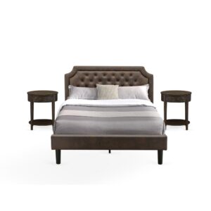 The stunning faux leather cushioned padding upholstered bed will make any bedroom lavish and comfortable to rest in. We are offering a 3 pc bedroom furniture set that contains 1 queen bed frame with a headboard and 2 appealing modern nightstands. This upholstered bed is great for traditional bed rooms as well as a unique twist to any contemporary setting. Our bed set have 2 mid century nightstand with traditional styling. Strong solid wood slats allow better support and less sagging for both inner-spring and foam mattresses. Our bedroom set is easy to clean along with a damped fabric because of its smooth finish. This modern bed can be easily assembled with the provided step-by-step assembly instruction and equipment pack.