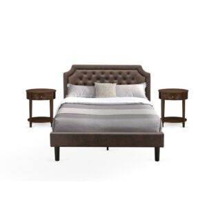 Our attractive faux leather cushioned padding queen bed frame can make any bedroom lavish and comfortable to sleep in. We are offering a 3 pc wooden set for bedroom including 1 platform bed with a headboard as well as 2 appealing end tables. This mid century bed is perfect for traditional bed rooms and a unique twist to any modern setting. Our bed set have 2 end tables with traditional styling. Sturdy solid wood slats allow better support and less sagging for both inner-spring and foam mattresses. Our wooden set for bedroom is simple to clean with a damped fabric because of its smooth finish. This wood bed frame can be simply assembled with the provided step-by-step assembly instruction and components pack.