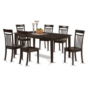 and it could be folded and concealed away from view to open up extra space. The dark popular stylings in this dining table and kitchen dining chair set is definitely the perfect supplement to a conventional living space. Finished in a luxuriant Cappuccino color.