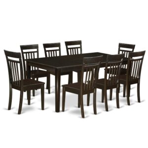 Henley dinette table set that showcases lovely Asian wood with a Cappuccino color. This Dining room table set gives you plenty of area for your good sized family get-togethers and day to day gatherings. The dining room table top can be described as richer Cappuccino color featuring a self storage butterfly leaf that might be extented so as to add additional space