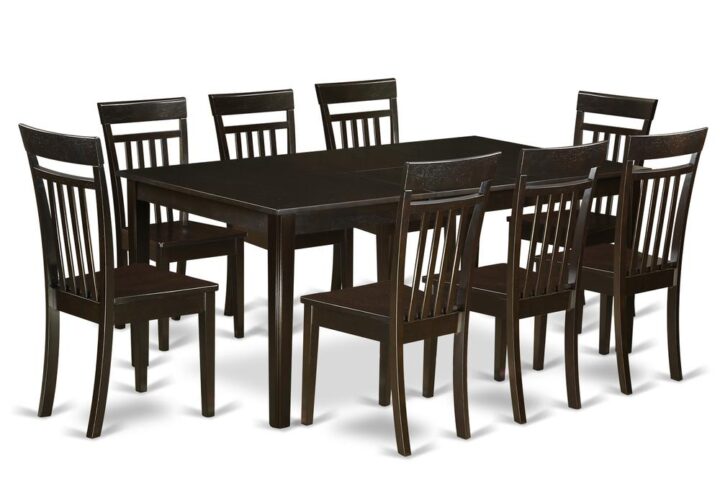 Henley dinette table set that showcases lovely Asian wood with a Cappuccino color. This Dining room table set gives you plenty of area for your good sized family get-togethers and day to day gatherings. The dining room table top can be described as richer Cappuccino color featuring a self storage butterfly leaf that might be extented so as to add additional space