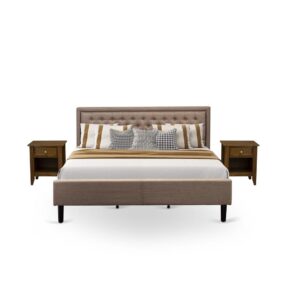 This attractive bed set makes a beautiful addition to any bedroom in your home. Our 3 Piece queen-size bedroom set contains 1 wooden bed frame and 2 wooden nightstand with 1 drawer. Our queen bedroom set will impress everyone that will come to your house because it fits with any type of decor. We have constructed this queen-size bed frame and modern nightstand by using engineered wood to make strong support for you and your mattress. This versatile bed features a wood headboard made from robust wood that will surely be the focal point of your bedroom and a great place to lean on and relax