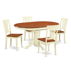 the dining room set can be purchased with wood or upholstered seat chairs.Built-in self storage extendable leaf can often be collapsed discreetly beneath the table top when not in use.Lightly arced dining chairs back presents lovely carving while delivering enough support.