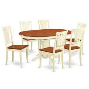 the dining table set is available with wood or upholstered seat chairs.Built-in self storing butterfly leaf is easily collapsed subtly beneath the tabletop when not in use.Gently arced dining chairs back boasts stylish carving while delivering adequate support.