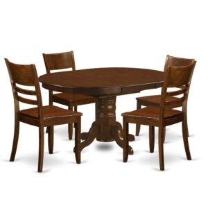 plus the four dining chairs are fashioned with a ladder-back style in Espresso to greatly enhance the table. Premium quality Fine Furniture Dining Set is Constructed from Solid Rubberwood (also called Asian Hardwood without MDF (medium-density fiberboard)