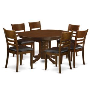 and the 6 kitchen chairs are fashioned with a ladder-back design in Espresso to greatly enhance the table. Premium quality Fine Furniture Kitchen Set is Constructed from Solid Rubberwood (commonly known as Asian Hardwood devoid of MDF (medium-density fiberboard)