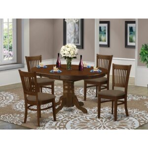 and the four dining chairs are designed in a ladder-back style in Espresso to greatly enhance the table. Premium quality Fine Furniture Kitchen Set is Created from Solid Rubberwood (also known as Asian Hardwood devoid of MDF (medium-density fiberboard)