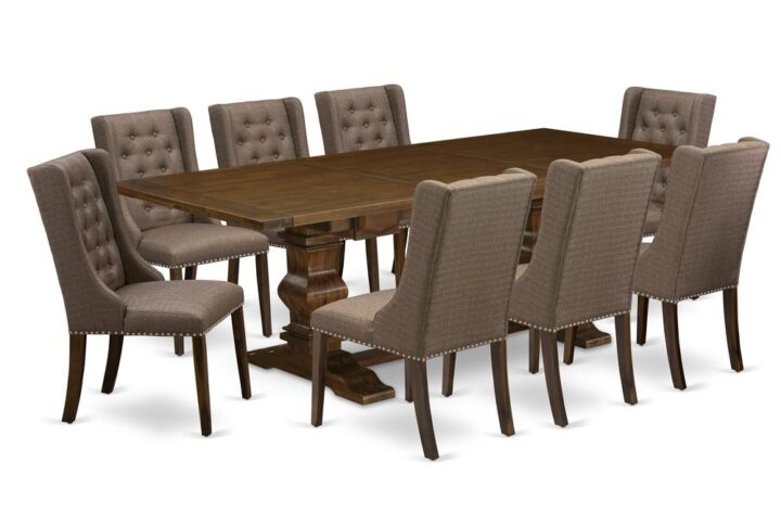 EAST WEST FURNITURE LAFO9-88-18 9-PC DINING ROOM TABLE SET