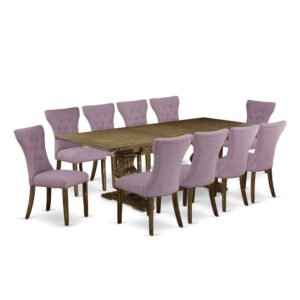 Our Desirable Dining Room Set  Can Help Any Dining Room Appearance More Wonderful. Our Dining Room Set  Consists Of An Excellent Rectangular Room Table And 8 Beautiful Dining Chairs. Enjoy Meals With Your Family With This Exquisite Rectangular Wood Table. This Small Dining Set  Will Raise The Elegance Of Any Dining Room With Its Ageless Style. Our Wood Dining Chairs Are Made Of Premium Quality Linen Fabric
