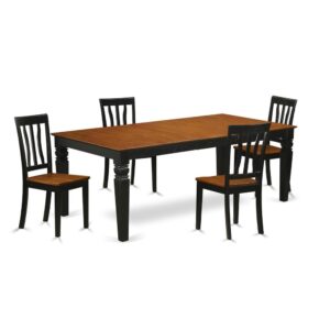 modern touch to any kitchen area or dining room. This kind of 5 Piece Dining room table set with 1 table and four dining room chairs. High quality dining set which is created from 100% Asian Hardwood. Simply no MDF