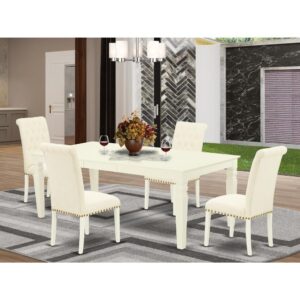 the eye appealing design of this dinette set liven up your dining space. This rectangular sturdy wooden table based on 4 straight legs with carved design has plenty of space for 4-8 people to sit and enjoy their meal comfortably. The dining table integrates an 18 inch self-storage extension leaf which can be stored right beneath the table top. This wonderful kitchen table makes a really great addition for all kitchen space and corresponds all sorts of dining-room concepts. A regal and affordable parson chair offers a touch of beauty to any dining room and provides a sensible seating arrangements. The upholstered dining chair features a beautiful stitched exterior. Tall back
