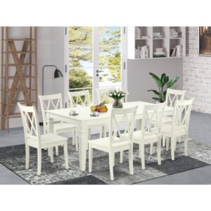 this well-designed and comfortable kitchen table may be used for hours at a time. This rectangular table is best for 4-8 people to sit and enjoy their meal. This wonderful slick Linen White kitchen table makes a really good addition for all kitchen space and corresponds all sorts of dining-room concepts. Slender Double X back kitchen chairs finished in rich Linen White color with wood seats present fashionable and cozy seating. Made up of hardwood
