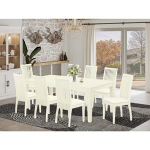 the eye appealing design of this dining set liven up your dining space. This rectangular sturdy wooden table based on 4 straight legs with carved design has plenty of space for 4-8 people to sit and enjoy their meal comfortably. The dining table integrates an 18 inch self-storage extension leaf which can be stored right beneath the table top. This wonderful kitchen table makes a really great addition for all kitchen space and corresponds all sorts of dining-room concepts. The impressive style throughout the kitchen dining chair backs give a sense of aesthetic interest to your dining space whilst joining together seamlessly vast assortments of decor and decor trends. This excellent dining chair is well suited for private household get-togethers