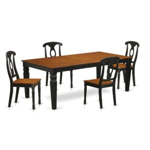 modern touch to any kitchen or dining area. This particular 5 Piece Kitchen table set with one table and four dining room chairs. Top notch dining set which is made out of 100% Asian Hardwood. Simply no MDF
