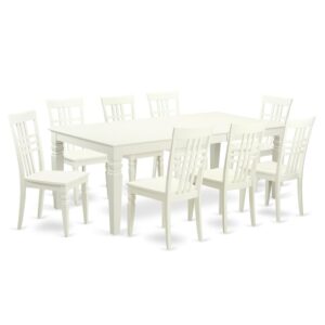 contemporary touch to any kitchen or dining room. This particular Nine Piece Dining table set with 1 table and 8 kitchen chairs. Premium quality kitchen set which is made from 100% Asian Hardwood. Simply no MDF