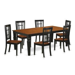contemporary touch to any kitchen or dining room. This particular 7 Piece Dining table set with one table and 6 dining room chairs. Top notch dining set which is made from 100% Asian Hardwood. Simply no MDF