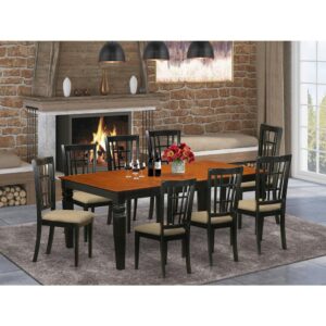 modern touch to any kitchen area or dining room. This particular Nine Piece Dining table set with 1 table and 8 kitchen chairs. High quality kitchen set which is created from 100% Asian Hardwood. Simply no MDF