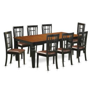 modern touch to any kitchen area or dining room. This kind of Nine Piece Kitchen table set with 1 table and Eight kitchen chairs. High quality dining set which is made from 100% Asian Hardwood. Simply no MDF