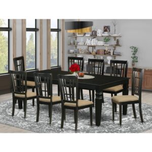Contemporary Touch To Any Kitchen Area Or Dining Room. This Specific 9 Piece Kitchen Table Set With 1 Table And 8 Dining Room Chairs. Premium Quality Dining Set Which Made From 100% Asian Hardwood. Simply No Mdf