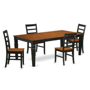 contemporary touch to any kitchen or dining area. This type of 5 Piece Dining room table set with 1 table and four dining room chairs. High quality dining set which is created from 100% Asian Hardwood. Simply no MDF