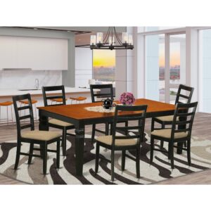 contemporary touch to any kitchen area or dining room. This kind of 7 Piece Dining room table set with 1 table and Six dining room chairs. High quality kitchen set which is made out of 100% Asian Hardwood. Simply no MDF