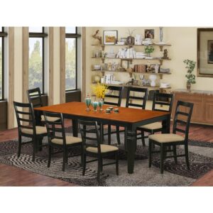 contemporary touch to any kitchen or dining area. This kind of Nine Piece Dining table set with one table and 8 kitchen chairs. Premium quality kitchen set which is made out of 100% Asian Hardwood. Simply no MDF