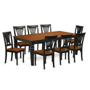 modern touch to any kitchen or dining area. This type of Nine Piece Dining room table set with 1 table and 8 kitchen chairs. Top notch kitchen set which is created from 100% Asian Hardwood. Simply no MDF