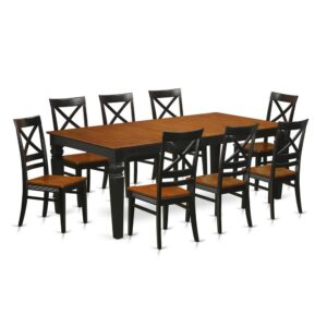 modern touch to any kitchen area or dining area. This kind of Nine Piece Dining room table set with one table and Eight dining room chairs. High quality kitchen set which is created from 100% Asian Hardwood. Simply no MDF