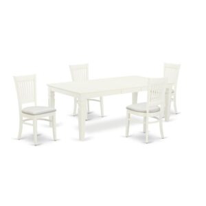 Its rectangular dining table set includes 4 attractive wooden chairs and an amazing 4 legs kitchen table. The Butterfly Leaf dining table set offers a Linen White solid wood kitchen table and wonderful Linen White mid century dining chair that will improve the elegance to your living area. This rectangular small table is constructed from superior quality rubber wood. These wooden dining chairs have manufactured from superior quality wood that can Endurance to 300lbs weight. This kitchen set is colored with a top-quality Linen White finish. You can clean this kitchen table set simply with any furniture clearance. This rectangular dining table set puts together quickly because of its simple design. You can put together this wooden dining table set one place to another easily. The wood dinette set is one of the most important pieces of furniture in your house. It not only becomes the place to eat meals