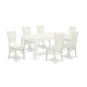 This dining set includes 6 attractive modern dining chairs and an amazing 4 legs dining room table. The modern dinette set gives a Linen White hardwood wood dining table and amazing Linen White solid wood modern dining chairs that will boost the style to your kitchen. This rectangular breakfast table is made of good quality rubber wood. The dining table has made of high-quality real wood that can Endurance to 300lbs weight. This kitchen table set is colored with a top-quality Linen White finish. You can clean this set simply with any furniture clearance. This kitchen table set puts together simply because of its simple design. You can assemble this dining table set one place to another easily. The kitchen set is one of the most essential pieces of furniture in your house. It not only becomes the place to eat meals