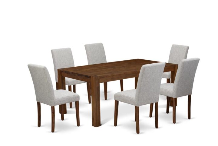Introducing East West furniture's innovative Lismore furniture set which can convert your house into a home. This exclusive and fancy dining set features a kitchen table combined with Parson Dining Chairs. Impressive wood texture with Sand Blasting Antique Walnut color and the rectangle shape design describes the strength and durability of the kitchen table. The ideal dimensions of this dining table set made it quite simple to carry