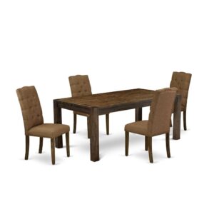 EAST WEST FURNITURE 5-Pc KITCHEN DINING ROOM SET- 4 AMAZING KITCHEN CHAIRS AND 1 MODERN RECTANGULAR DINING TABLE