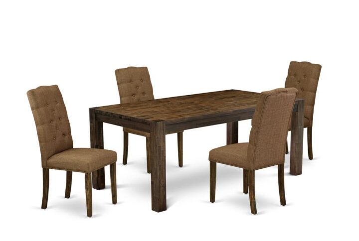 EAST WEST FURNITURE 5-Pc KITCHEN DINING ROOM SET- 4 AMAZING KITCHEN CHAIRS AND 1 MODERN RECTANGULAR DINING TABLE
