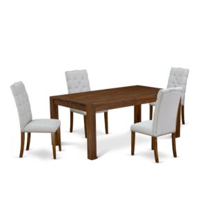EAST WEST FURNITURE 5-PIECE DINING ROOM SET- 4 FABULOUS KITCHEN CHAIRS AND 1 MODERN RECTANGULAR DINING TABLE