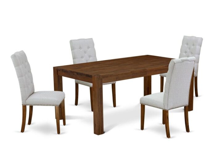 EAST WEST FURNITURE 5-PIECE DINING ROOM SET- 4 FABULOUS KITCHEN CHAIRS AND 1 MODERN RECTANGULAR DINING TABLE