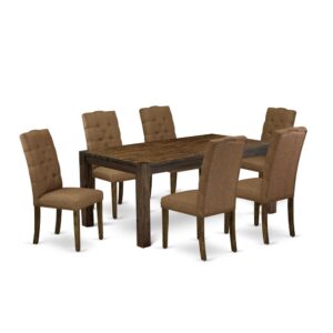 EAST WEST FURNITURE 7-PC DINING TABLE SET- 6 FABULOUS MID CENTURY DINING CHAIRS AND 1 KITCHEN TABLE
