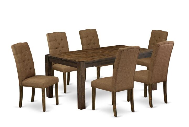 EAST WEST FURNITURE 7-PC DINING TABLE SET- 6 FABULOUS MID CENTURY DINING CHAIRS AND 1 KITCHEN TABLE