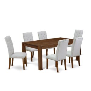 EAST WEST FURNITURE 7-PIECE KITCHEN DINING ROOM SET- 6 FANTASTIC DINING ROOM CHAIRS AND 1 WOODEN DINING TABLE
