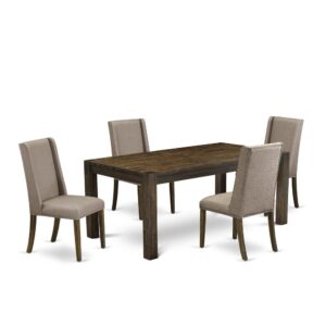 EAST WEST FURNITURE 5-Pc KITCHEN ROOM TABLE SET- 4 FANTASTIC parson DINING ROOM CHAIRS AND 1 DINING ROOM TABLE